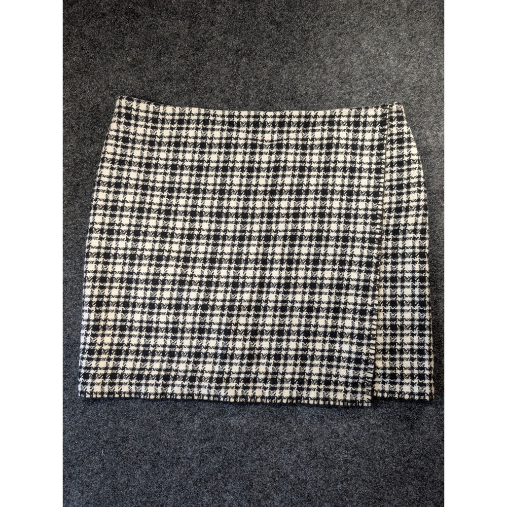 Eddie Bauer Skirt 18 Houndstooth Wool Blend Black White Pencil Academia Lined